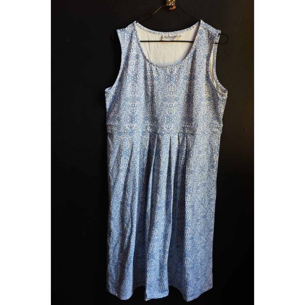 Norm Thompson Dress Geometric Maxi Long Peasant  Muumuu Grandmacore Coastal XL